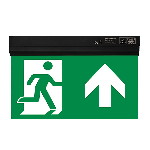 Spectrum 2W LED 6 in 1 Black Emergency Exit Blade Including Up Legend - Select Self-Test or Manual Emergency Mode